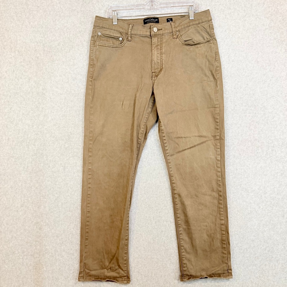 Lucky Brand Pants Mens 34 410 Athletic Slim Tan Khaki 5-Pocket Trousers